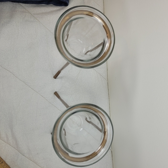 Set Of Two Removeable Glass Votive Gold Metal Stands Home Decor Serving Pieces - Picture 3 of 7